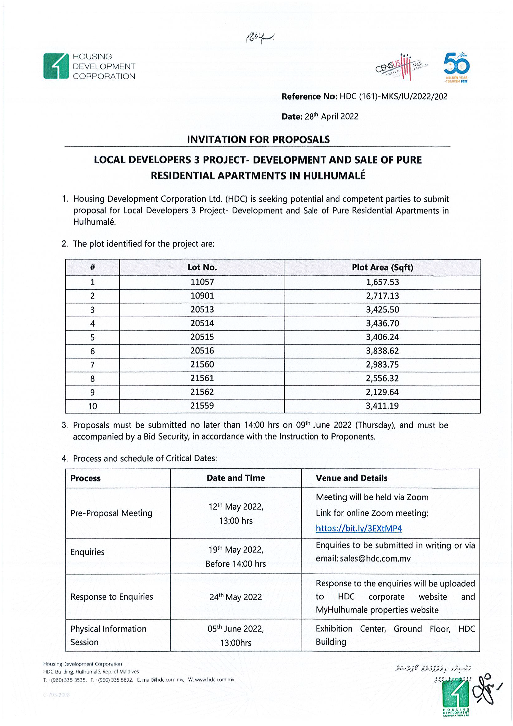 Local Developers 3 - Development and Sale of Pure Residential Apartments in Hulhumalé