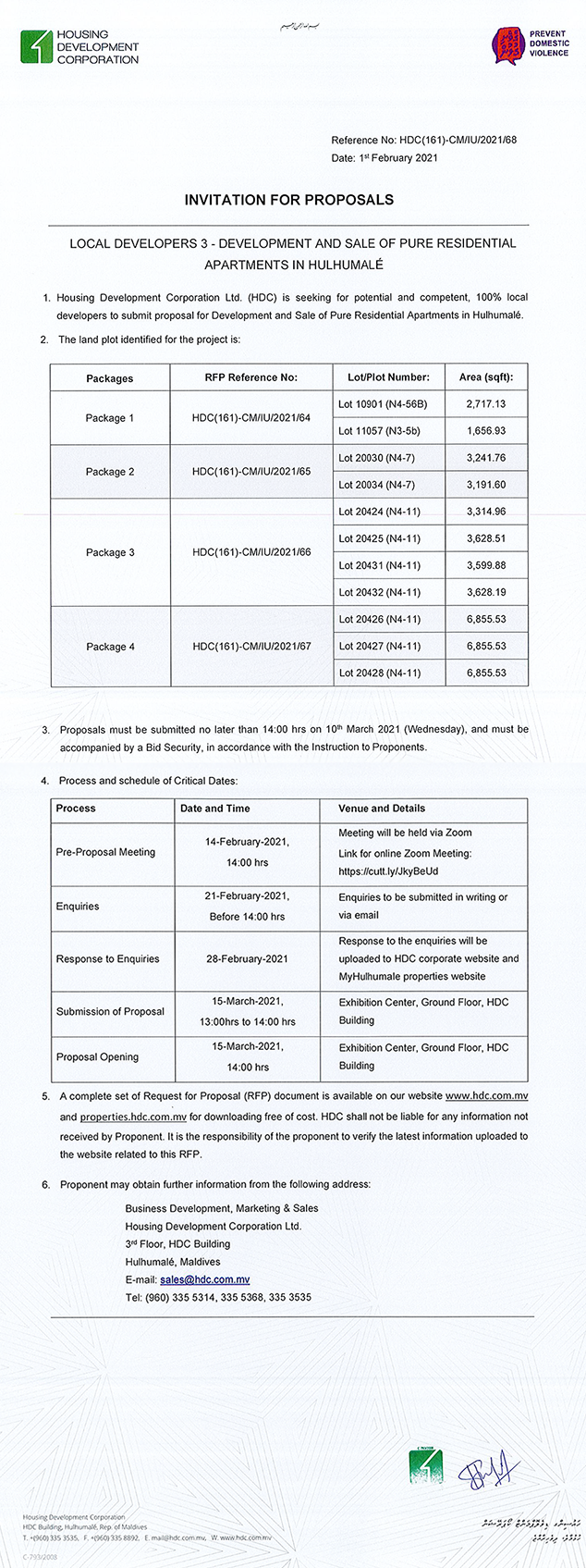 Local Developers 3 - Development and Sale of Pure Residential Apartments in Hulhumalé