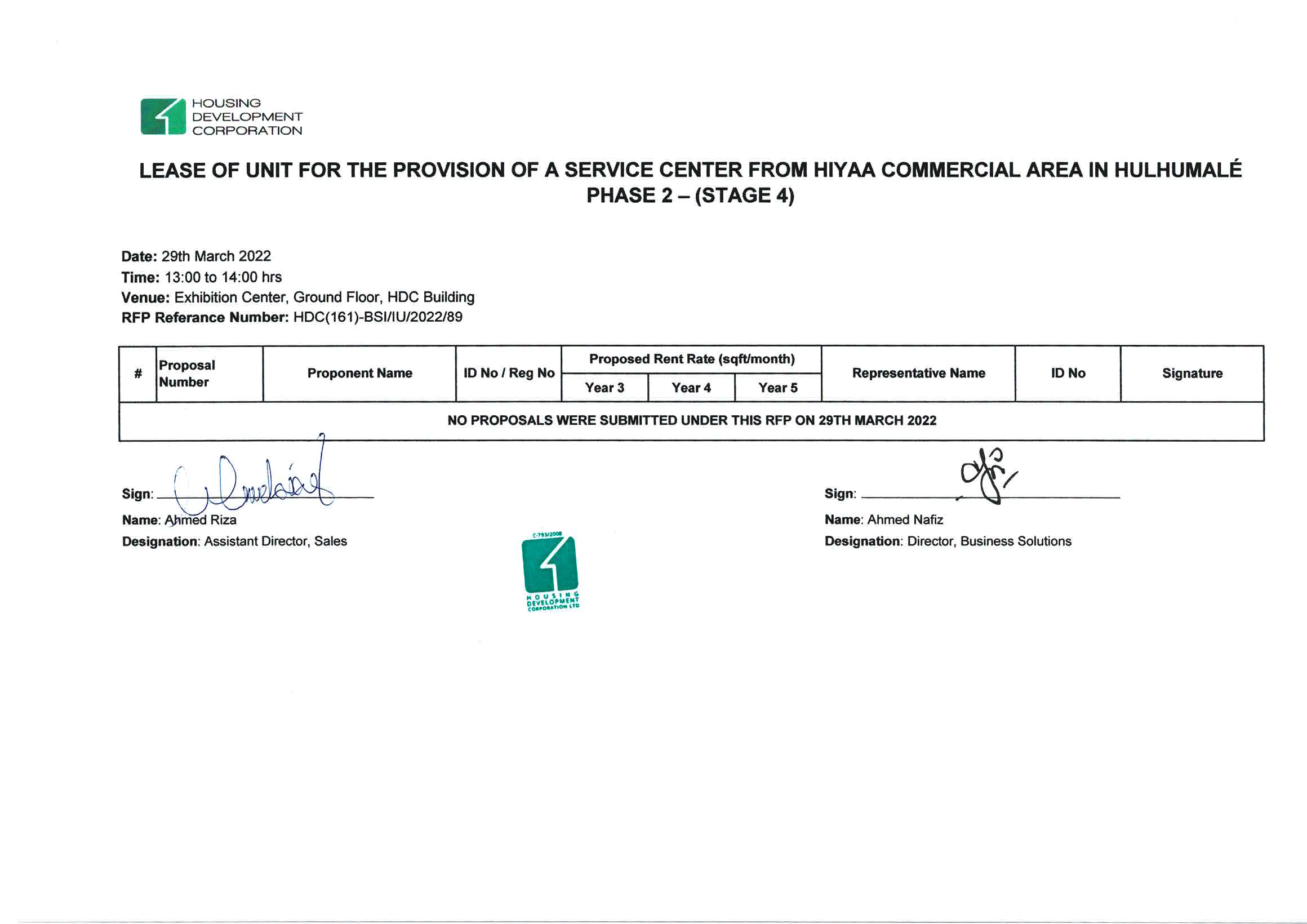 Proposal Submission and Opening Sheet