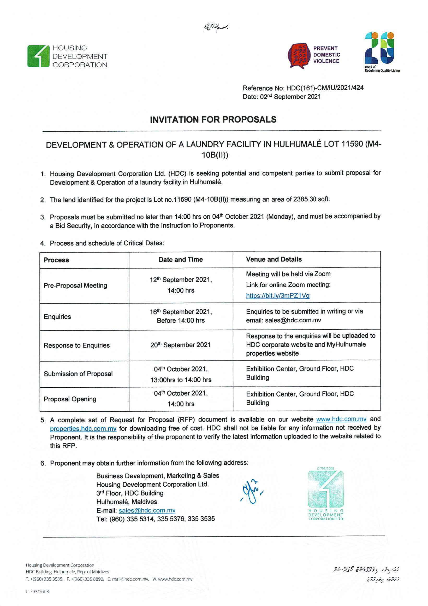 Development and Operation of a Laundry Facility in Hulhumalé