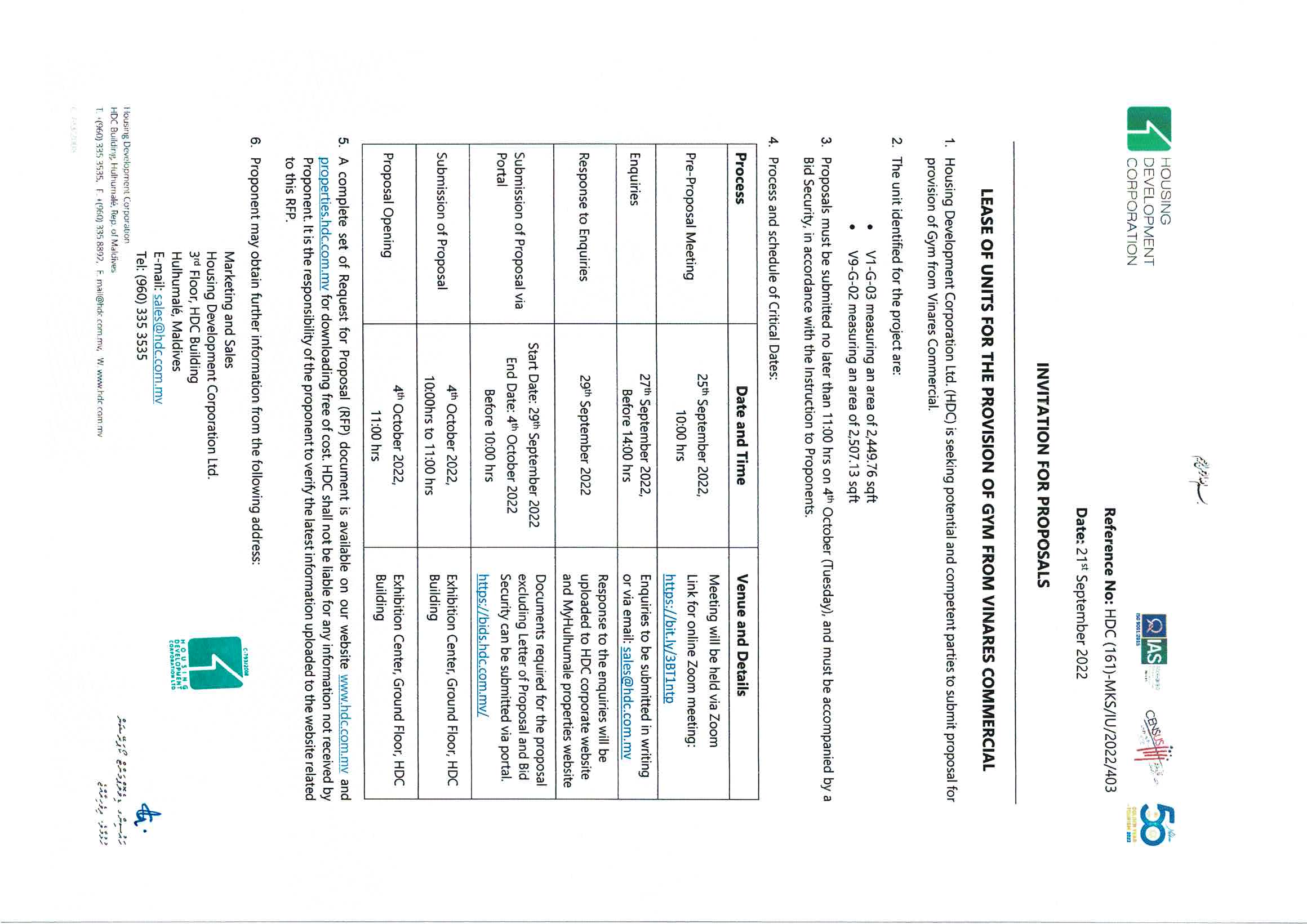 Lease of Unit for the provision of a Gym from Vinares Commercial