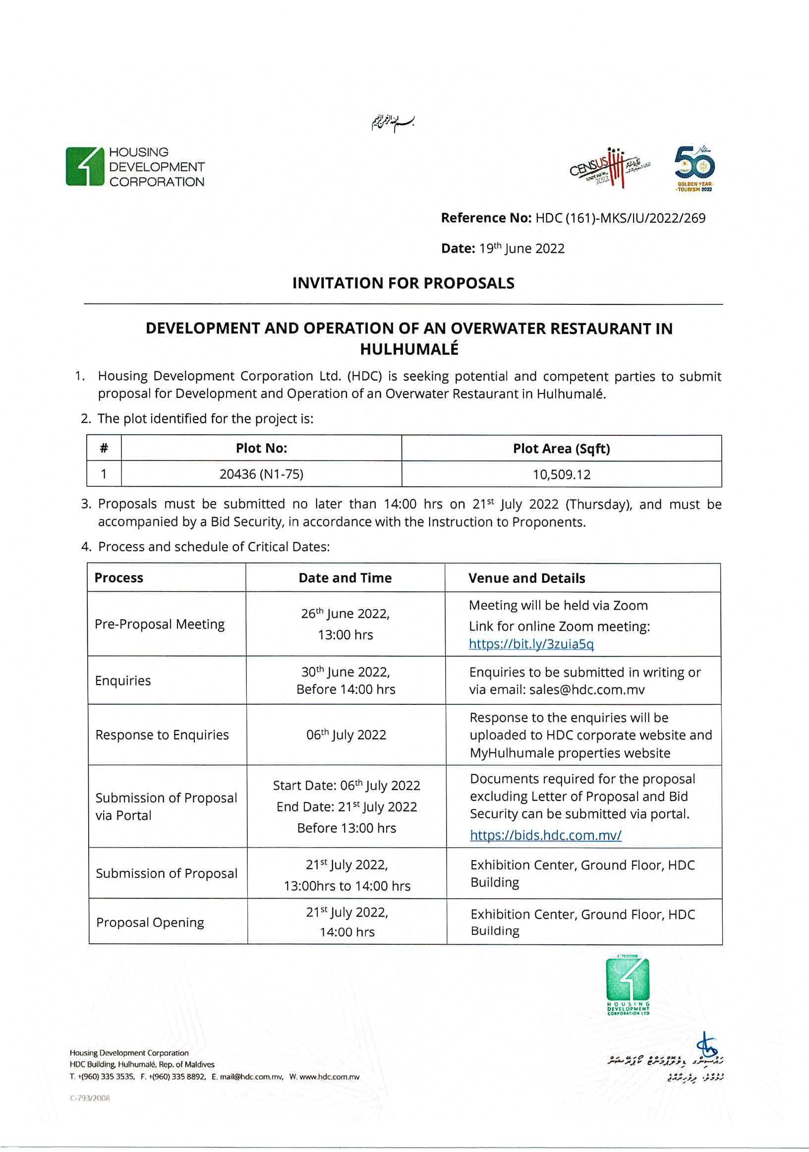 Development and Operation of an Overwater Restaurant in Hulhumalé