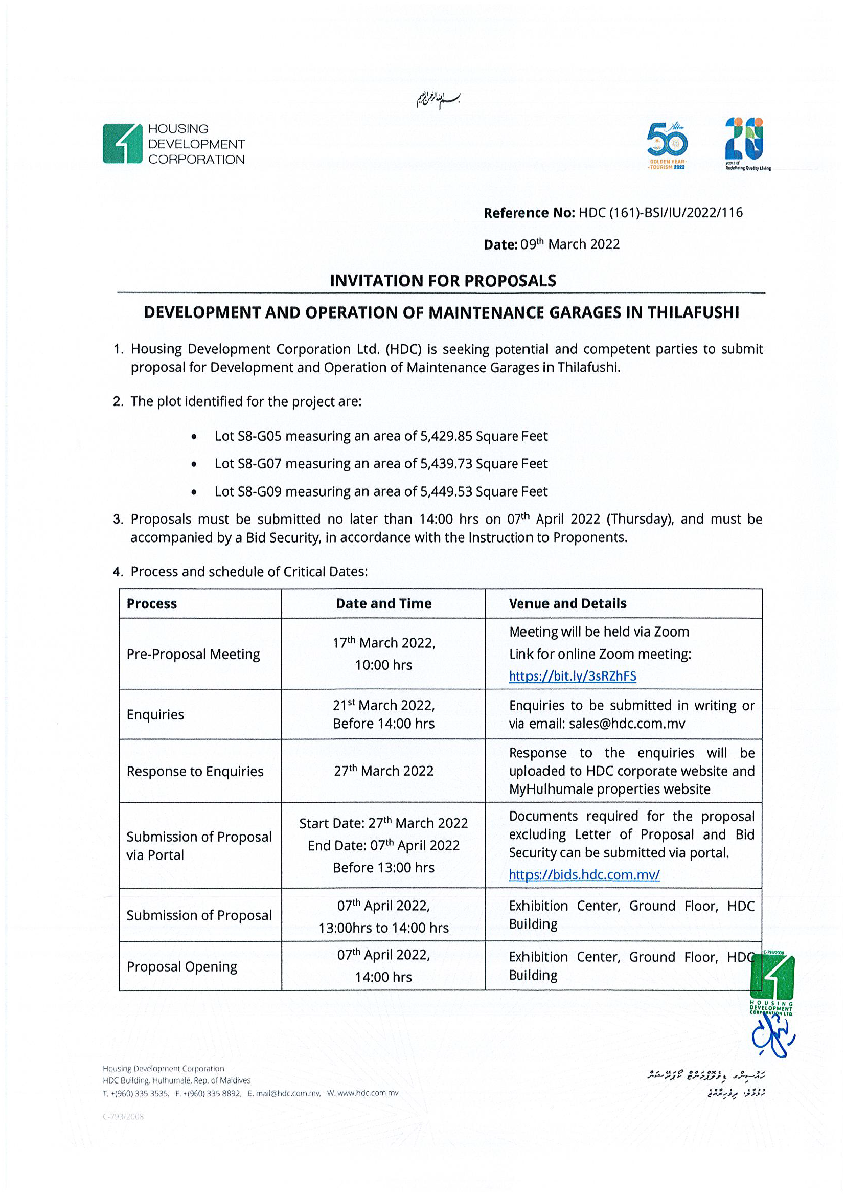 Development and Operation of Maintenance Garages in Thilafushi